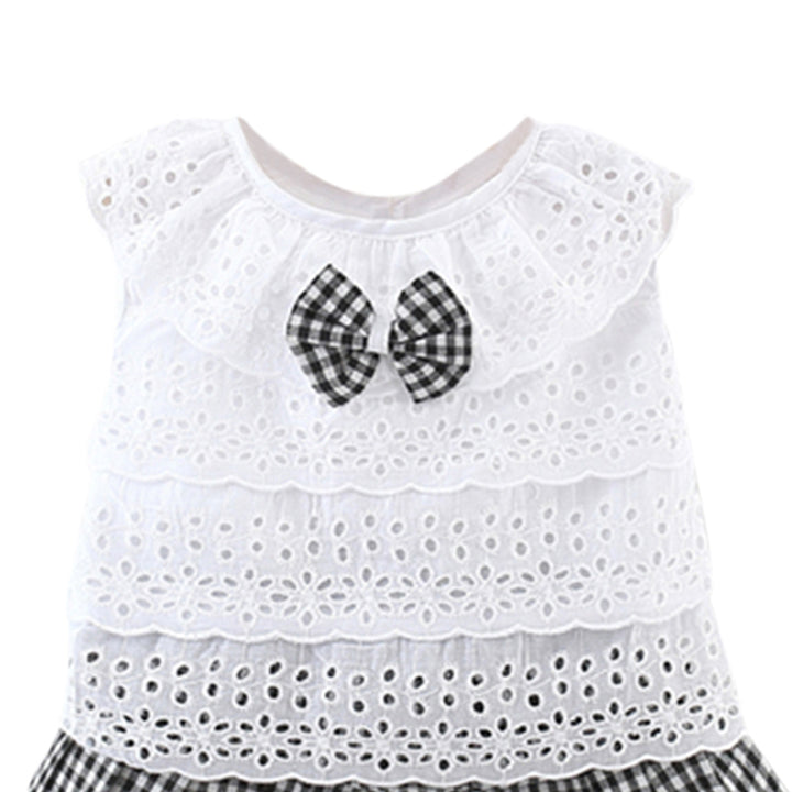Girls Self Design Round Neck Sleeveless Top With Skirt
