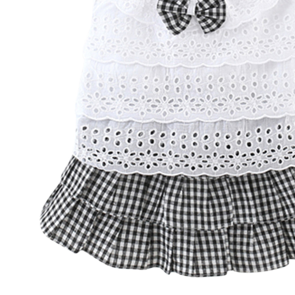 Girls Self Design Round Neck Sleeveless Top With Skirt