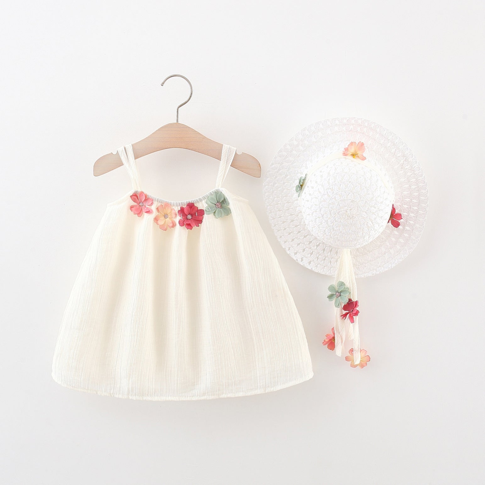 Girls Solid Square Neck Gathered or Pleated Cotton A-Line Dress