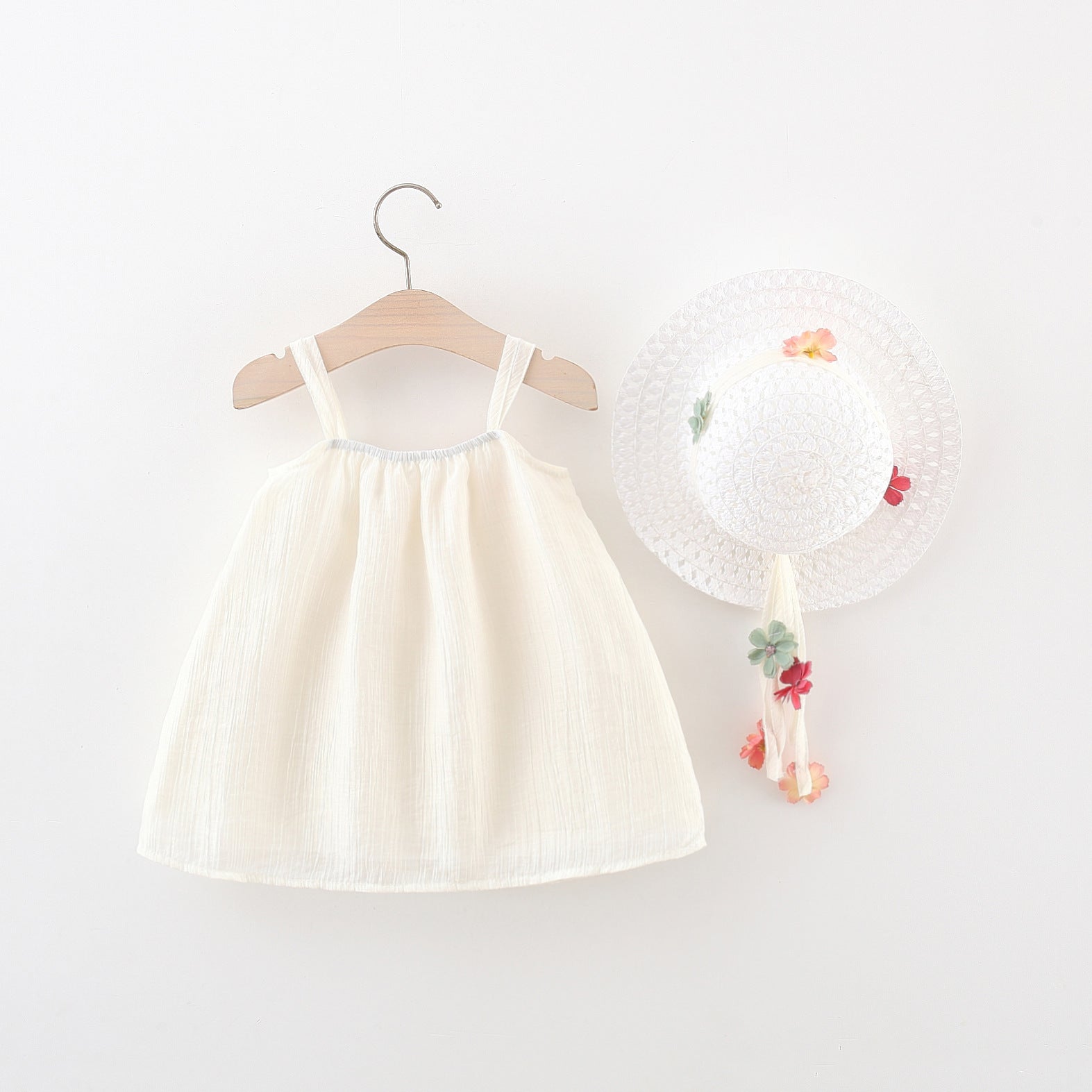 Girls Solid Square Neck Gathered or Pleated Cotton A-Line Dress