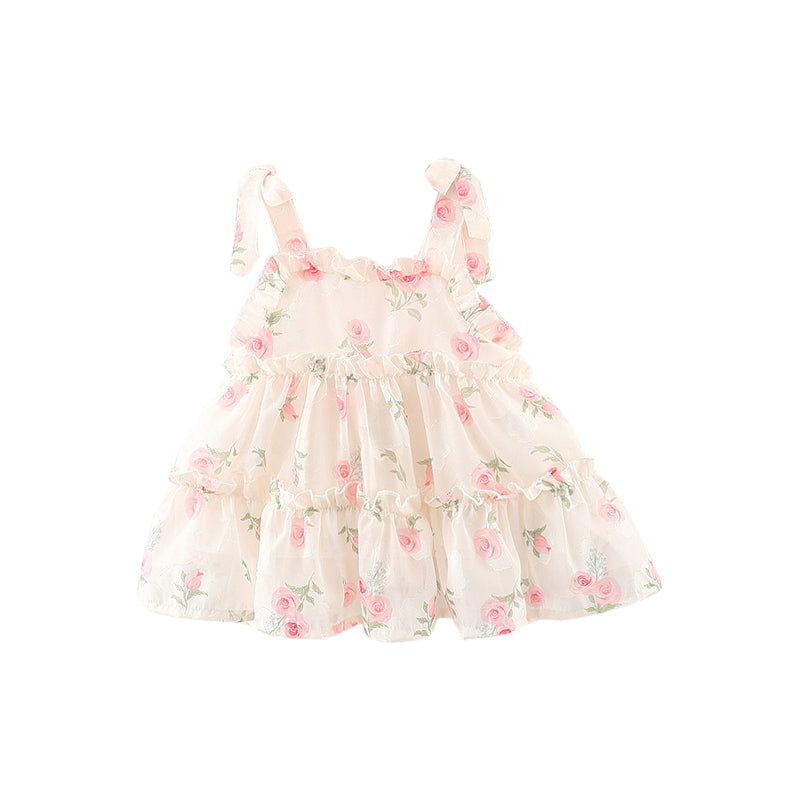 Floral Print Tie-Up Neck Ruffled A-Line Mini Dress