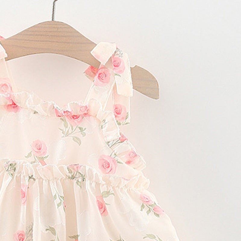 Floral Print Tie-Up Neck Ruffled A-Line Mini Dress