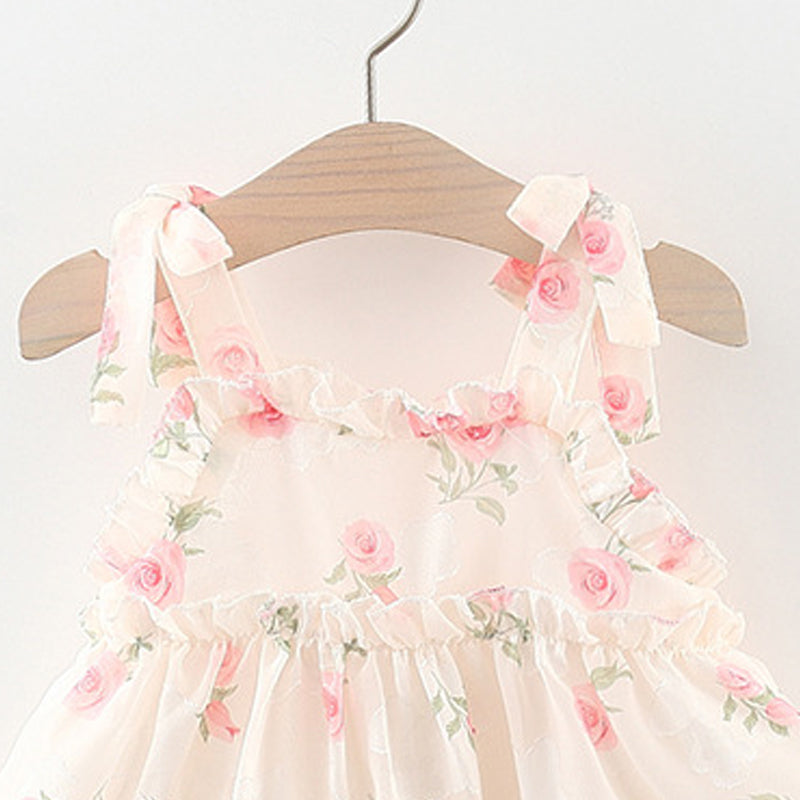 Floral Print Tie-Up Neck Ruffled A-Line Mini Dress