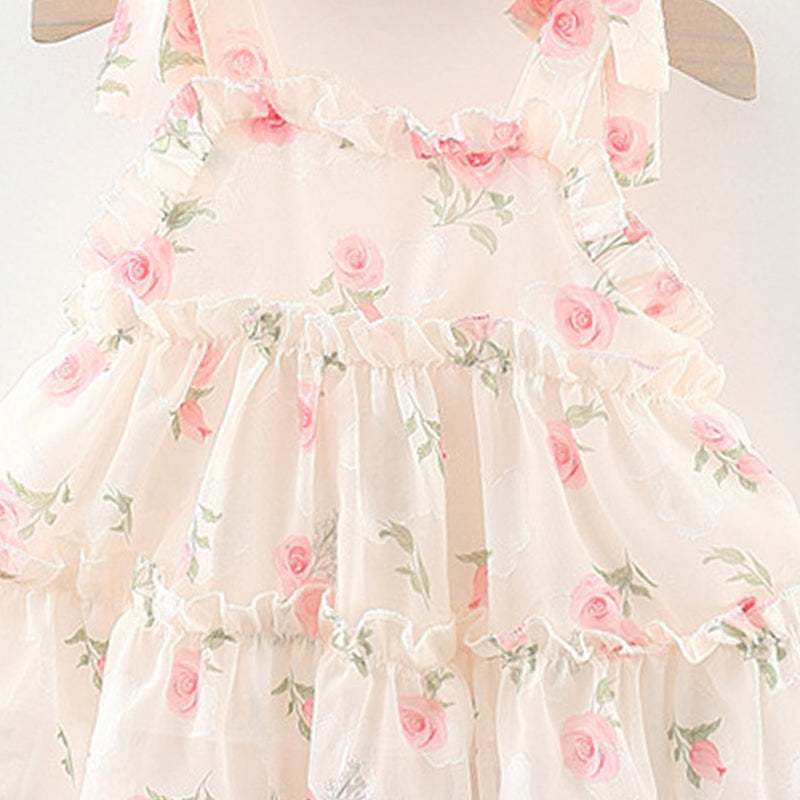 Floral Print Tie-Up Neck Ruffled A-Line Mini Dress