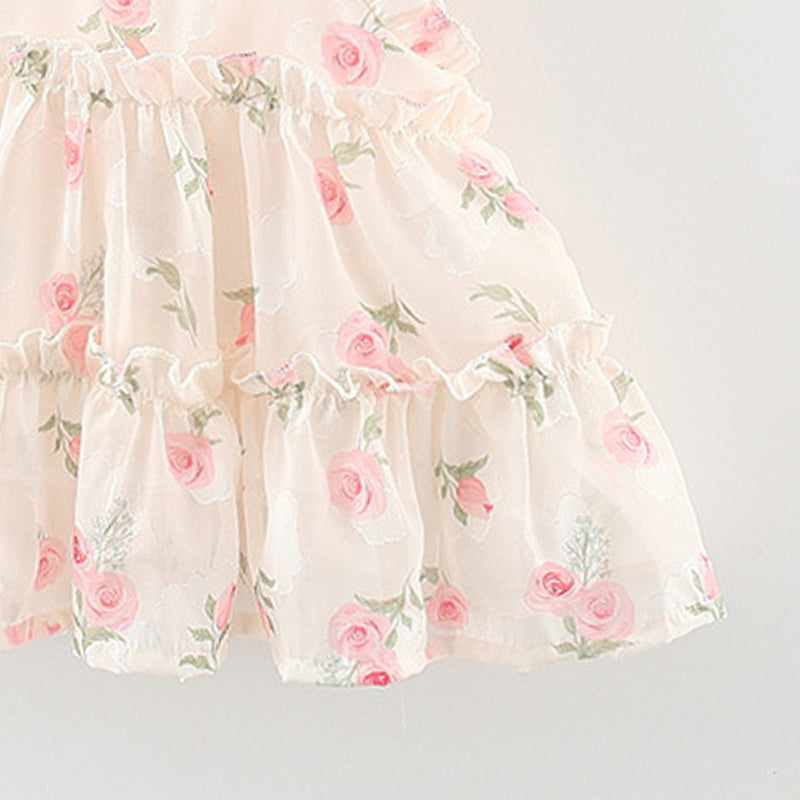 Floral Print Tie-Up Neck Ruffled A-Line Mini Dress