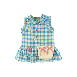 Girls Checked Ruffled A-Line Mini Dress