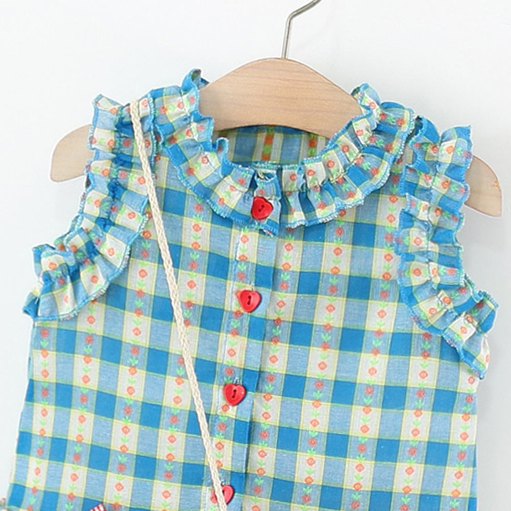 Girls Checked Ruffled A-Line Mini Dress