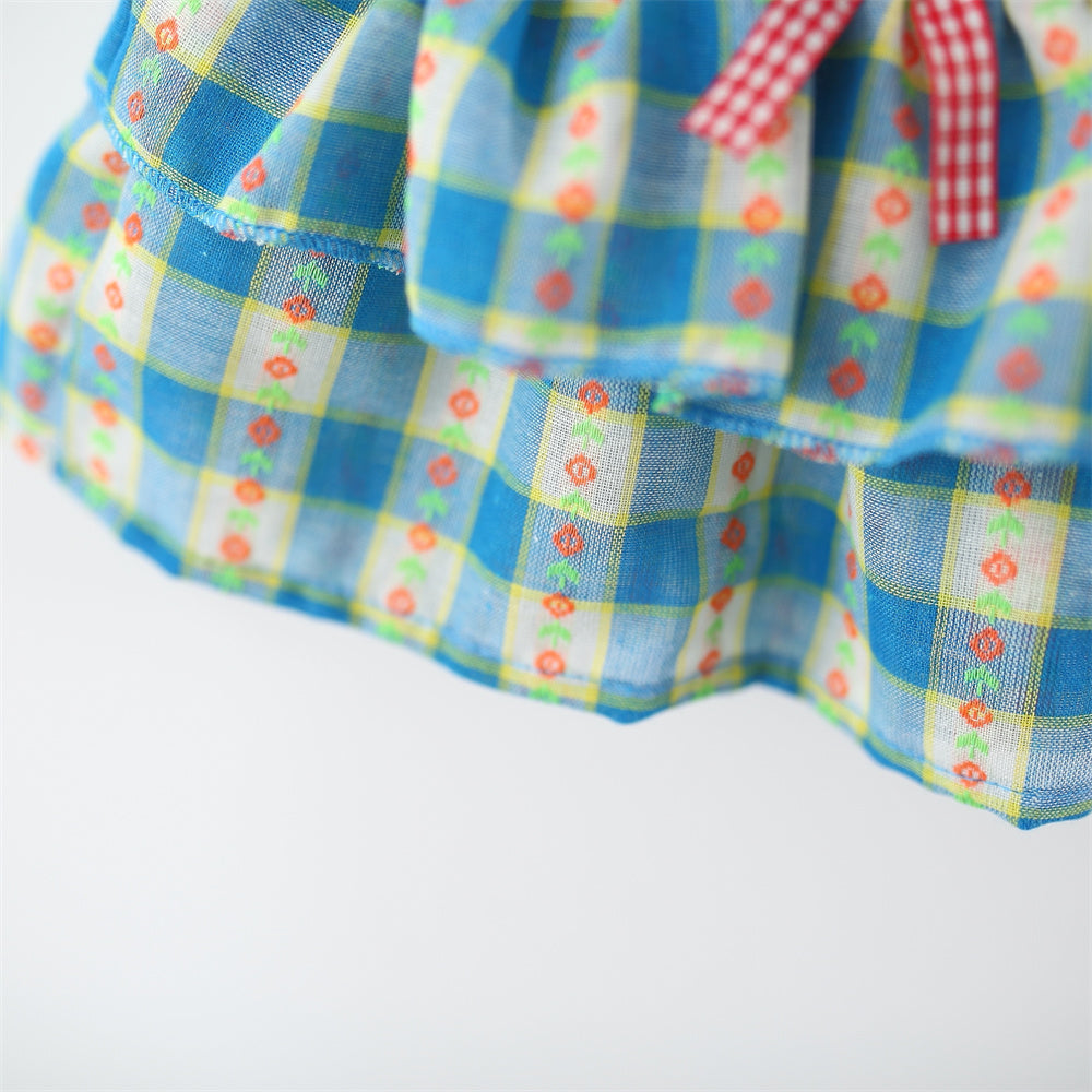 Girls Checked Ruffled A-Line Mini Dress