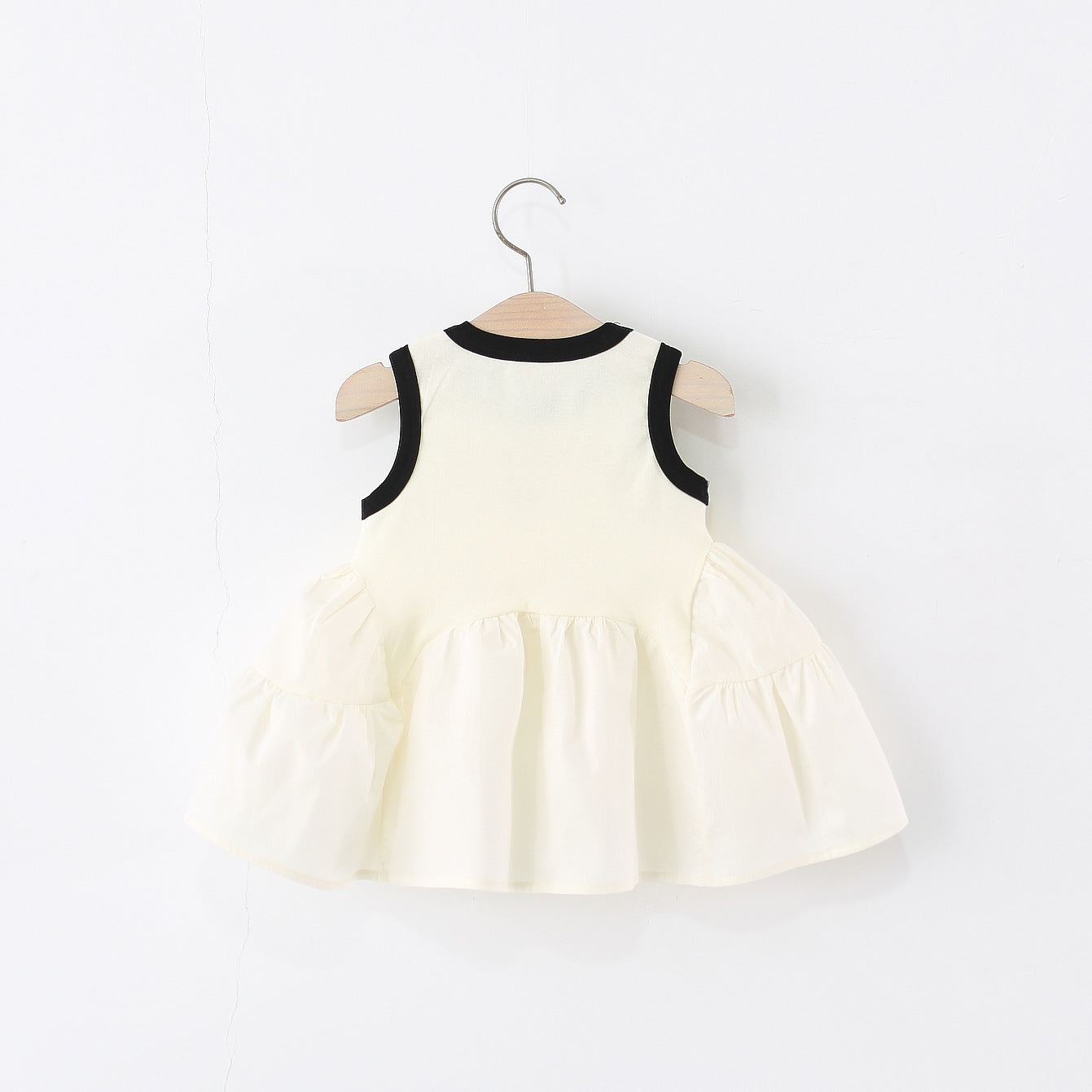 Girls Solid Round Neck Gathered or Pleated A-Line Dress