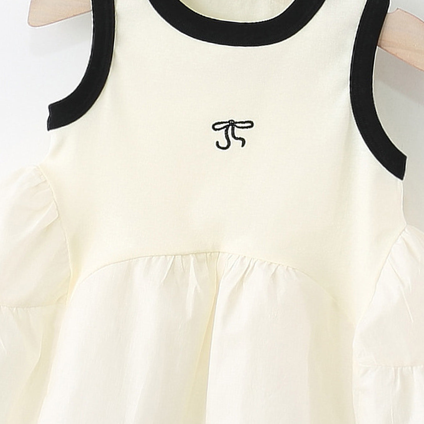 Girls Solid Round Neck Gathered or Pleated A-Line Dress