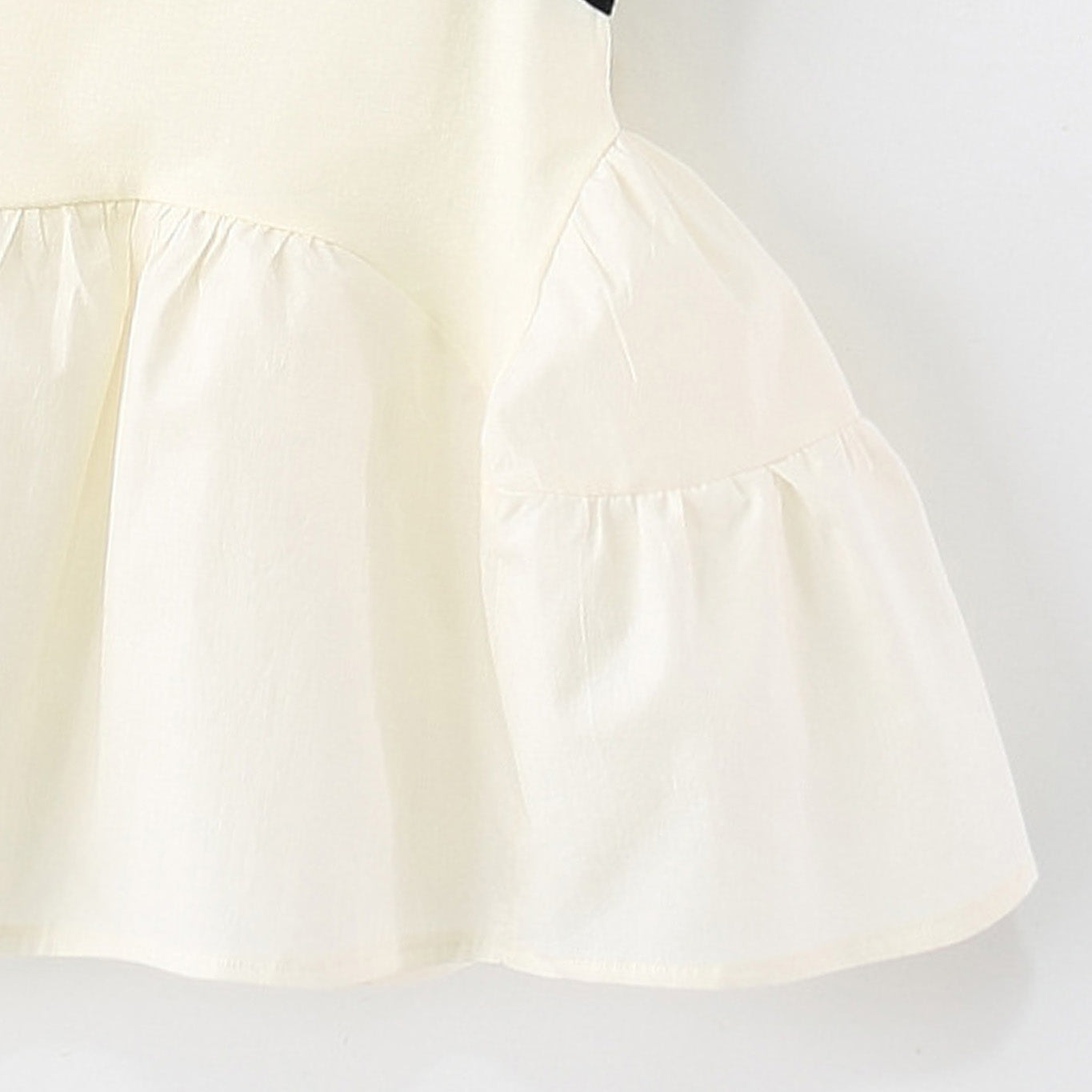 Girls Solid Round Neck Gathered or Pleated A-Line Dress