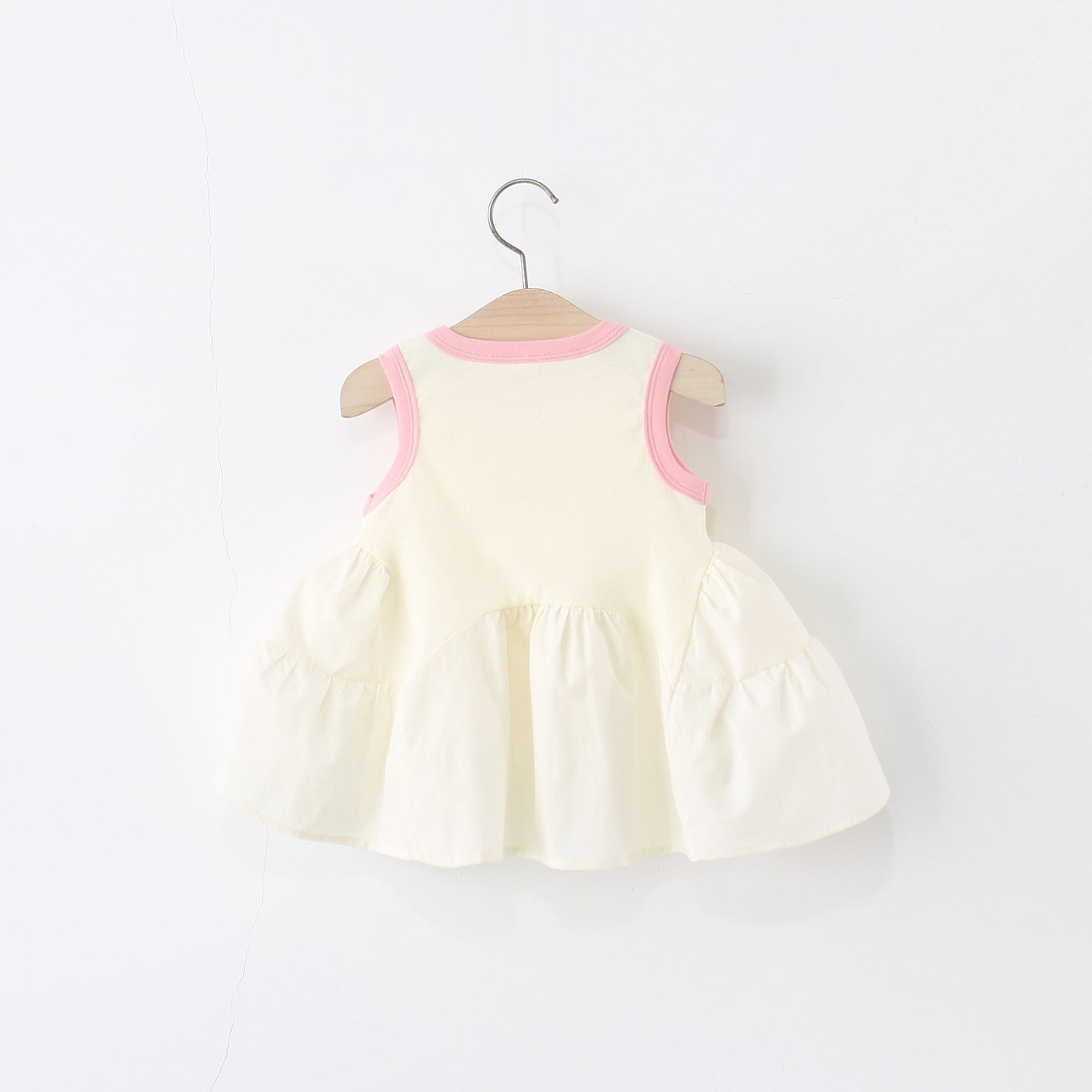 Girls Solid Round Neck Gathered or Pleated A-Line Dress