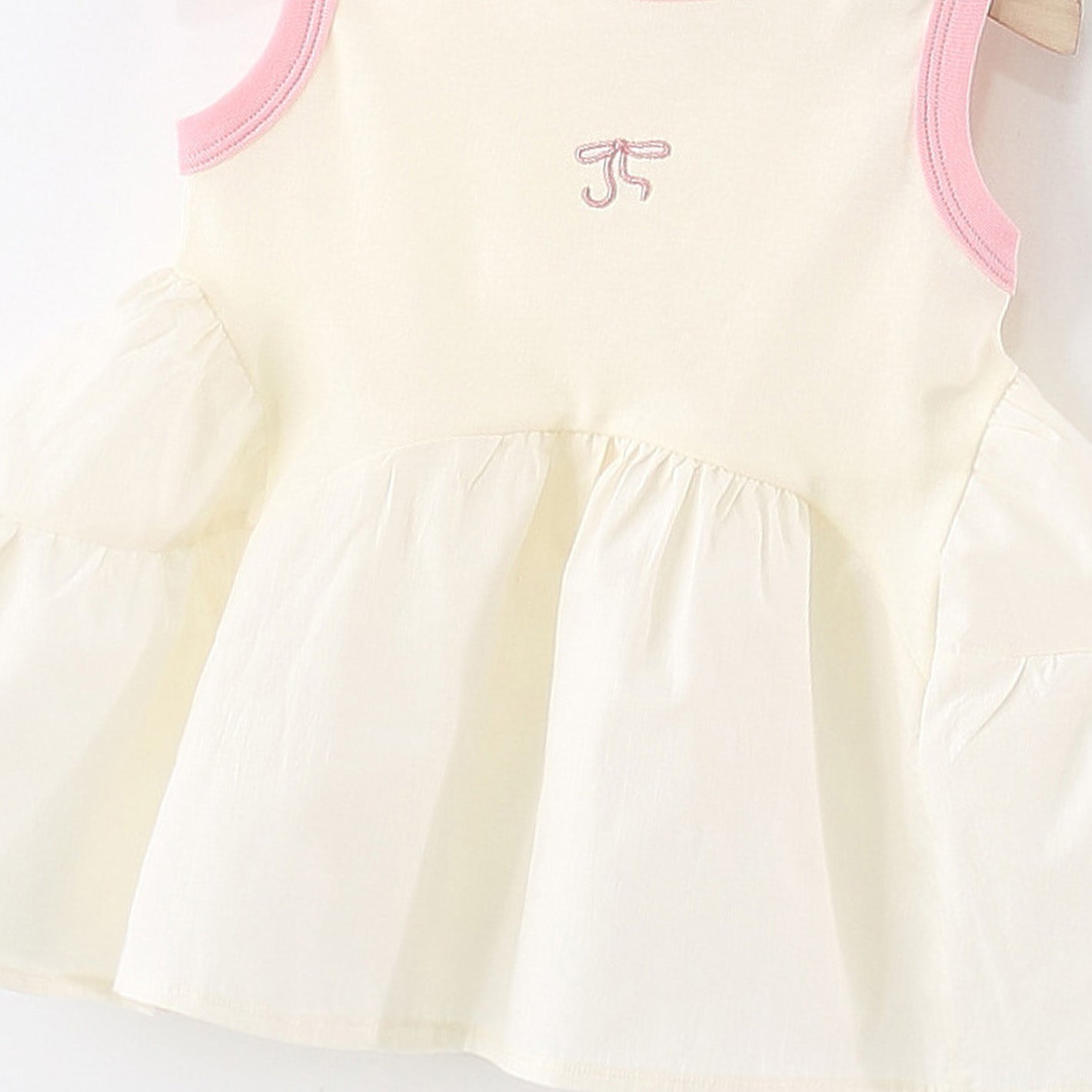 Girls Solid Round Neck Gathered or Pleated A-Line Dress