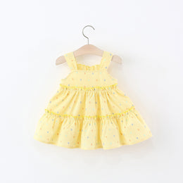 Girls Polka Dots Printed Gathered or Pleated Cotton A-Line Dress