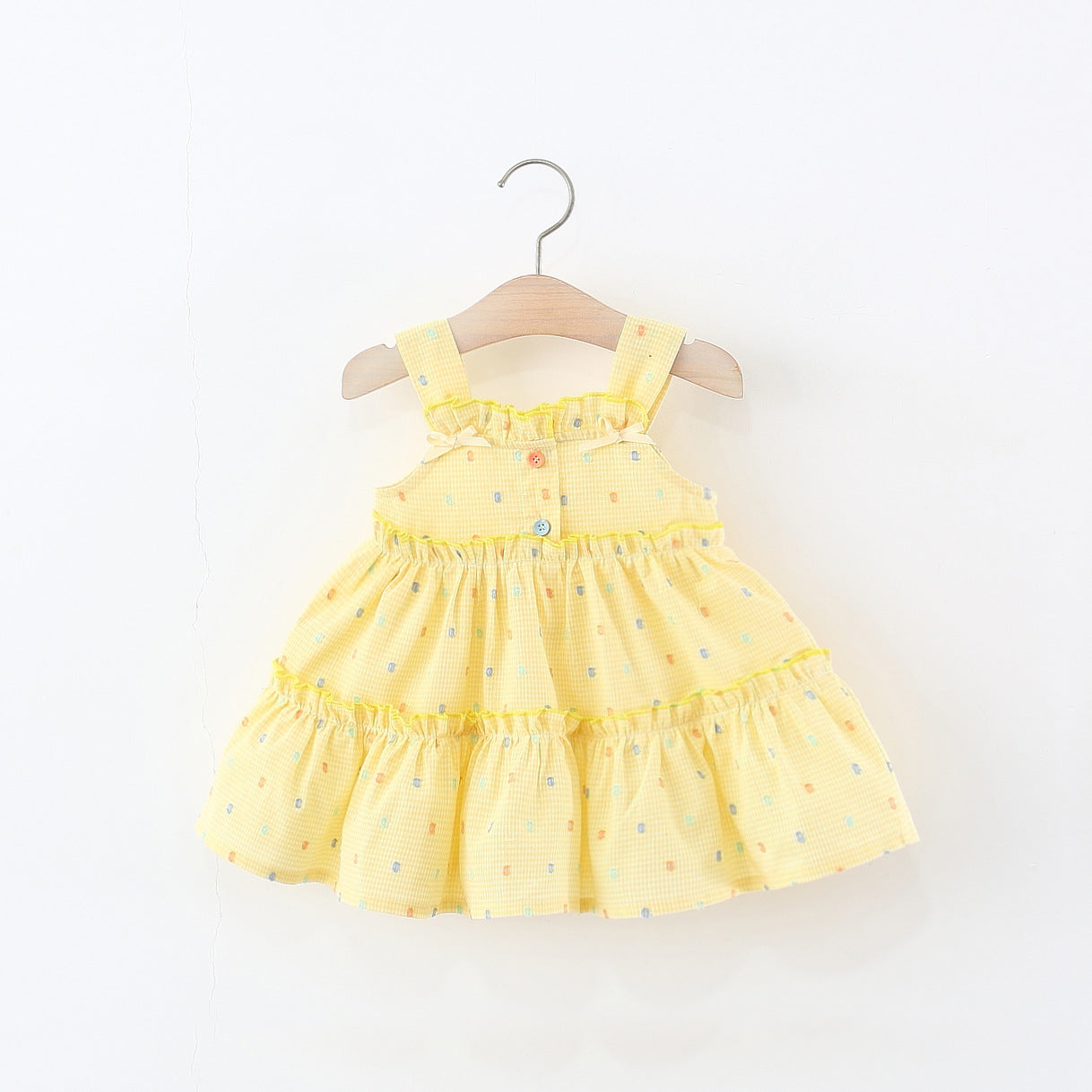 Girls Polka Dots Printed Gathered or Pleated Cotton A-Line Dress