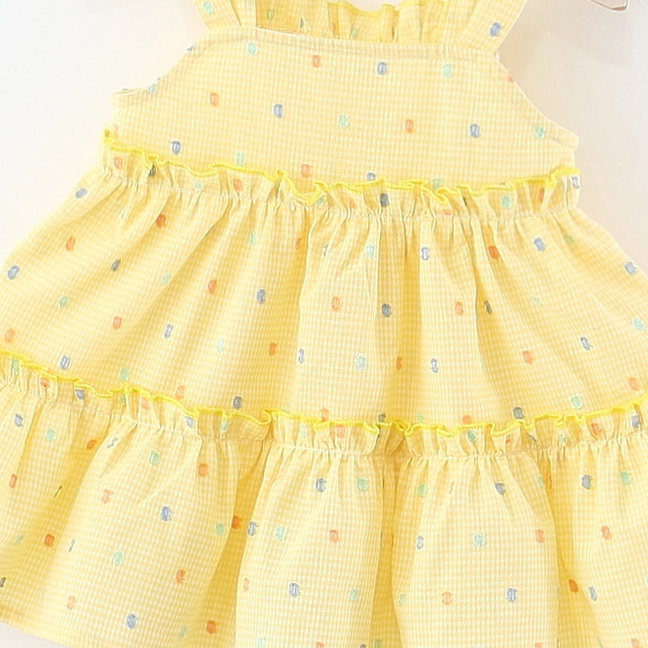 Girls Polka Dots Printed Gathered or Pleated Cotton A-Line Dress