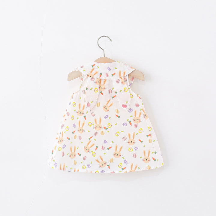 Girls Graphic Printed Gathered or Pleated Cotton A-Line Dress