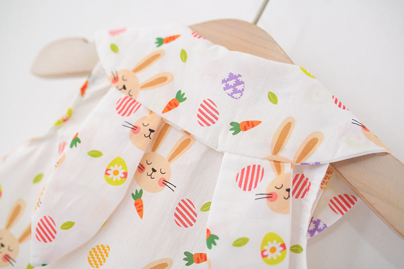 Girls Graphic Printed Gathered or Pleated Cotton A-Line Dress
