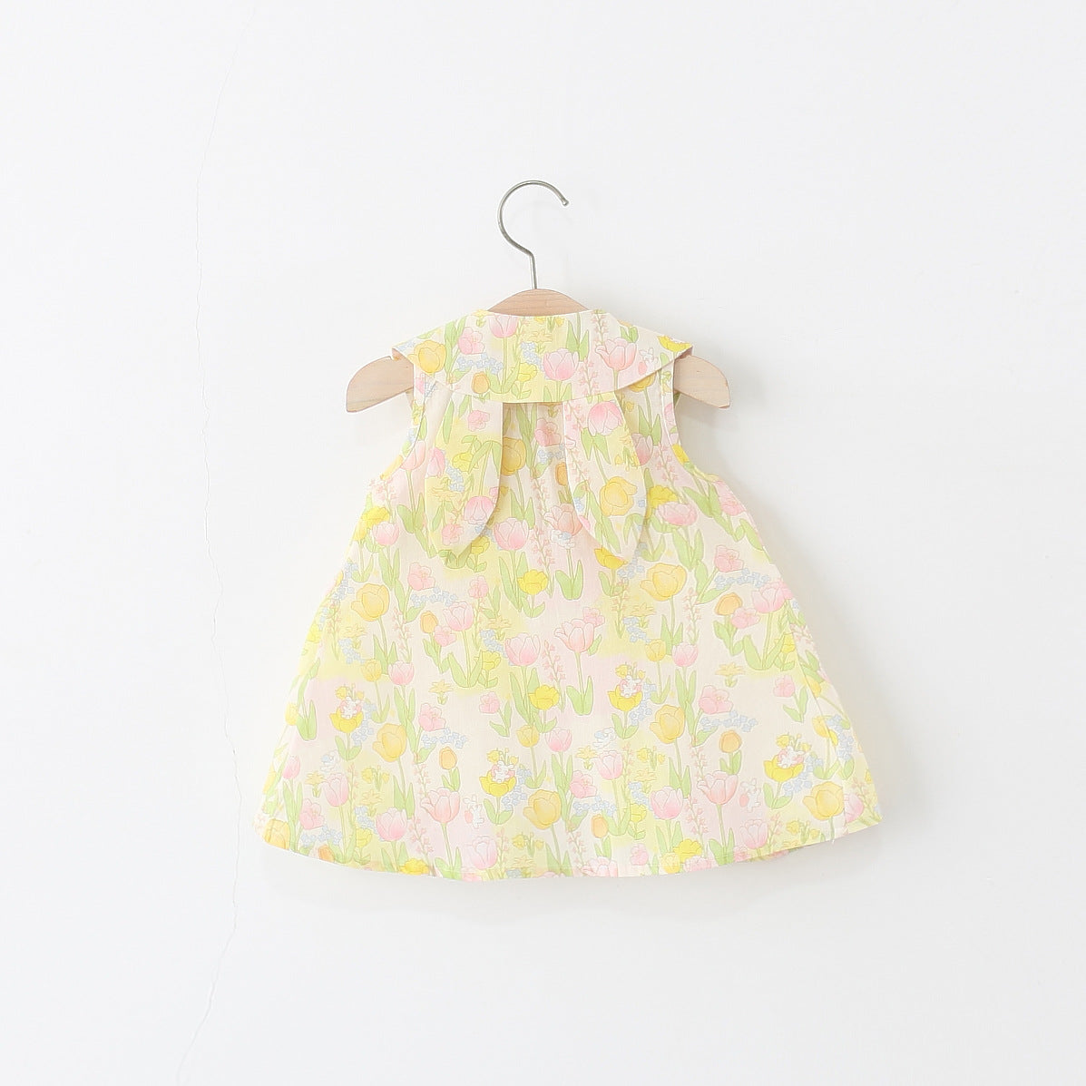 Girls Floral Printed Gathered or Pleated Cotton A-Line Dress