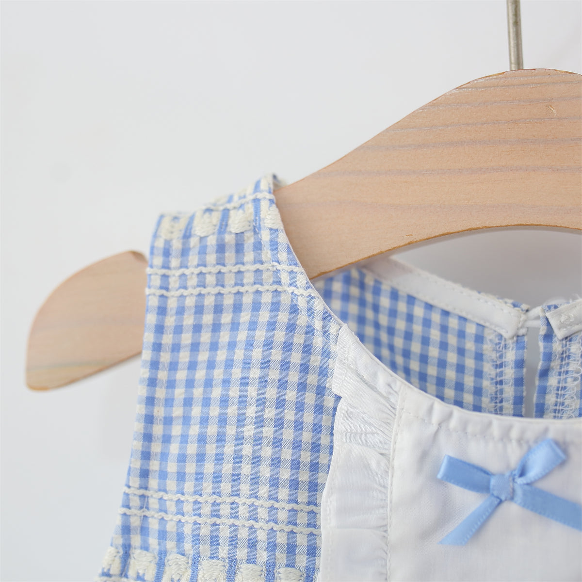Girls Checked Round Neck Gathered or Pleated A-Line Dress