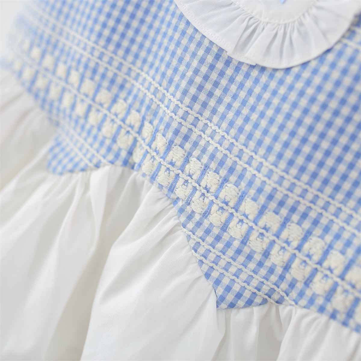 Girls Checked Round Neck Gathered or Pleated A-Line Dress