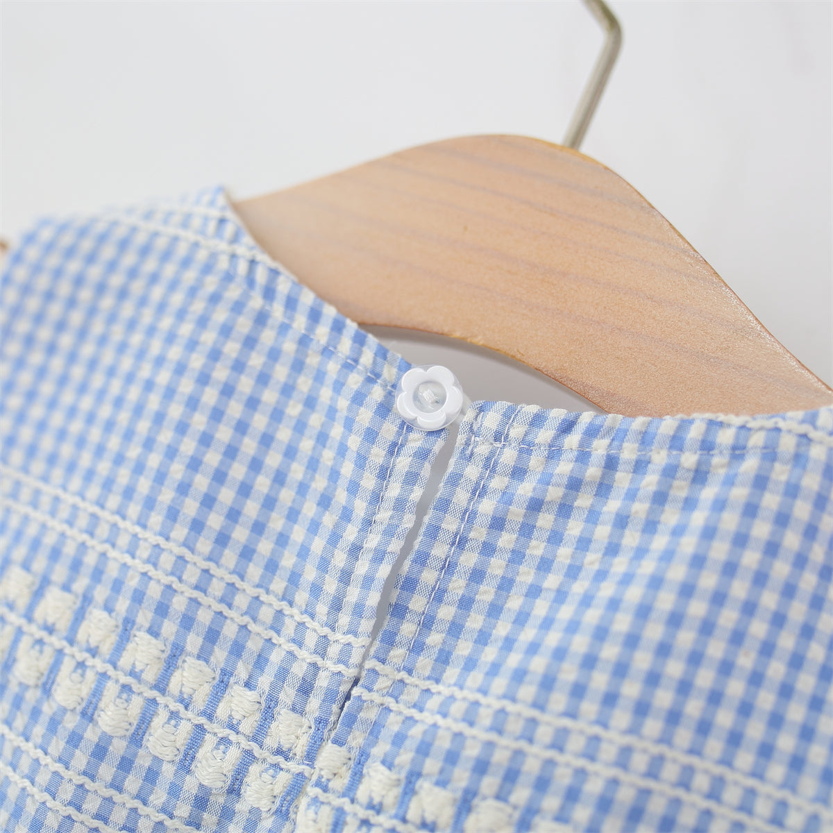 Girls Checked Round Neck Gathered or Pleated A-Line Dress