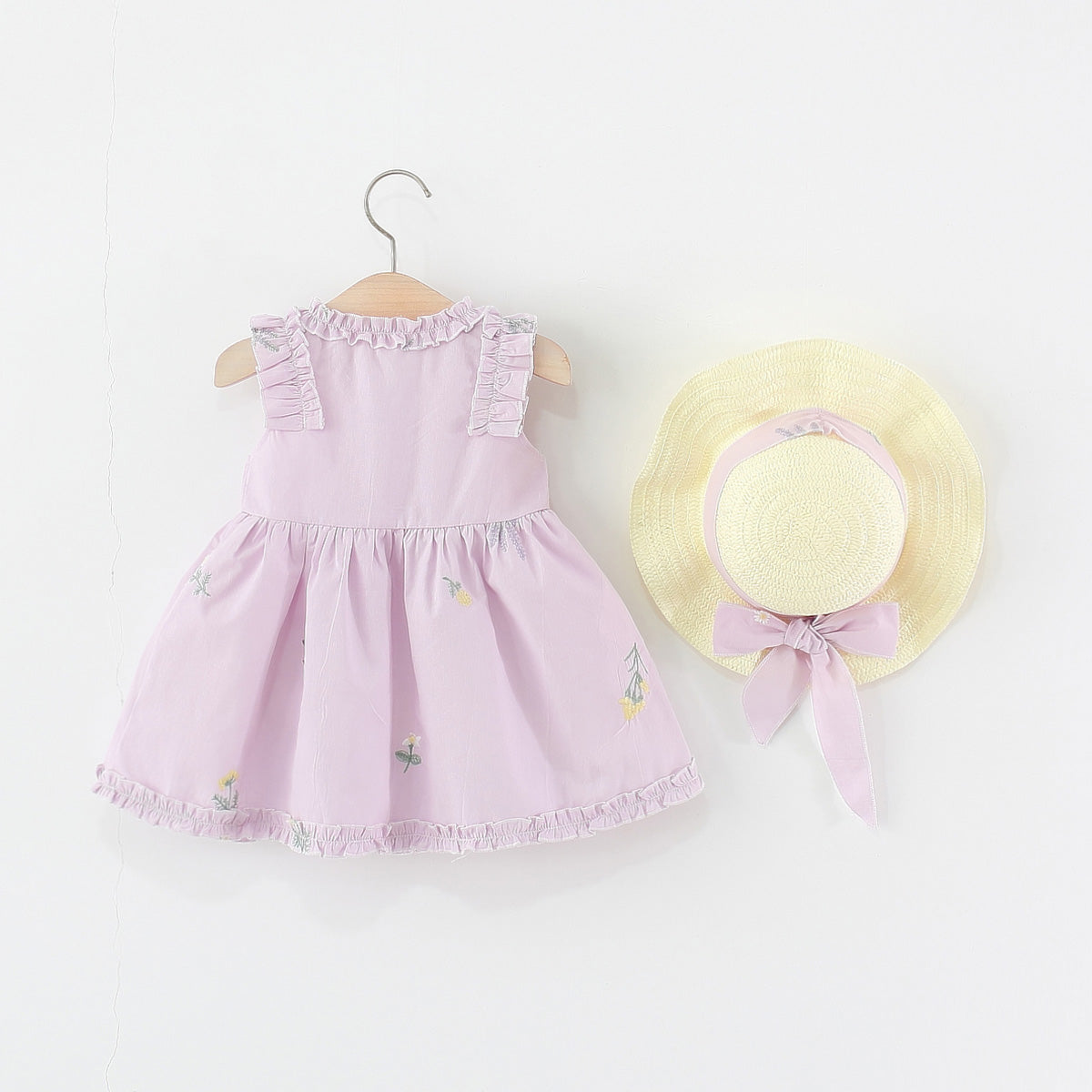Girls Floral Printed Gathered or Pleated Cotton A-Line Dress