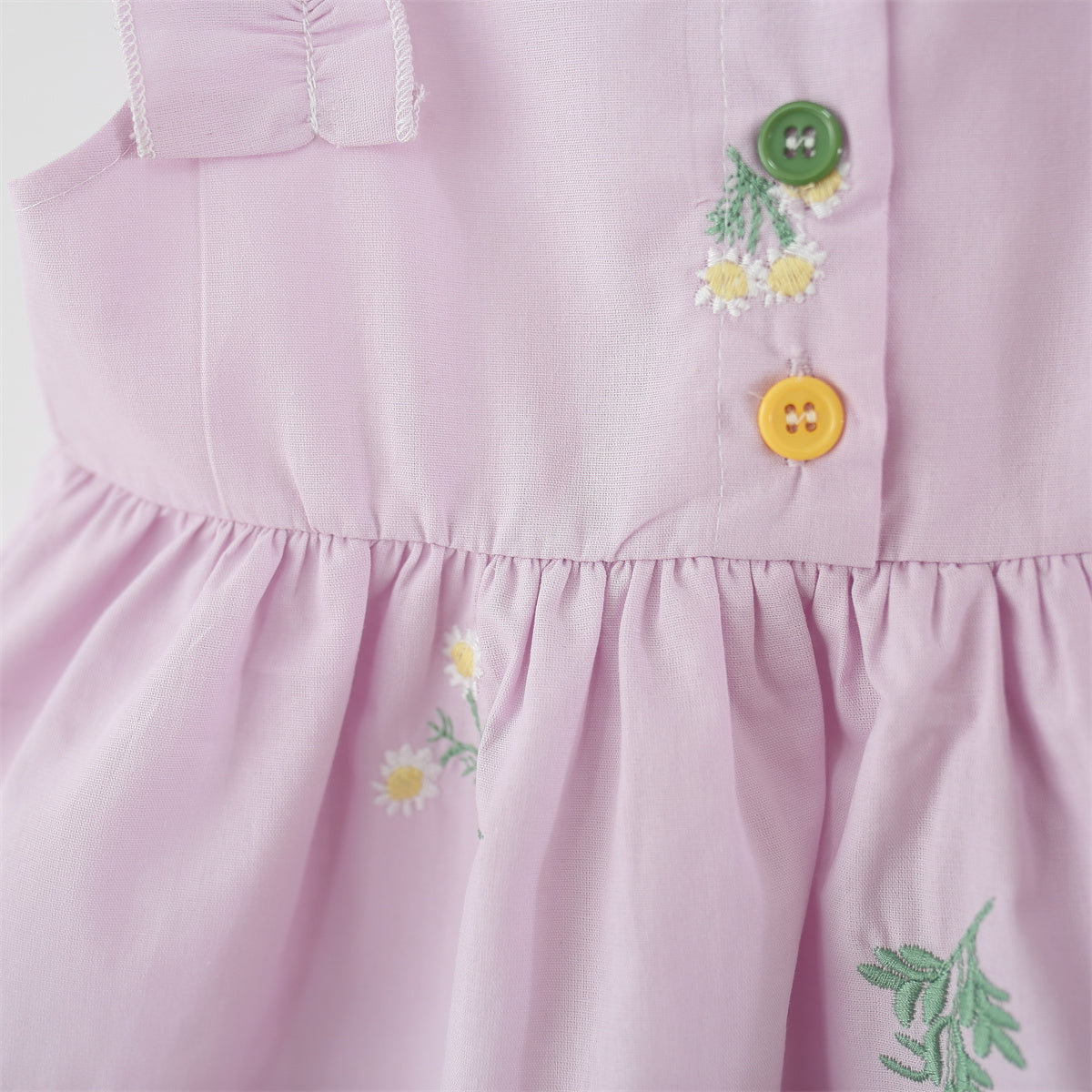 Girls Floral Printed Gathered or Pleated Cotton A-Line Dress
