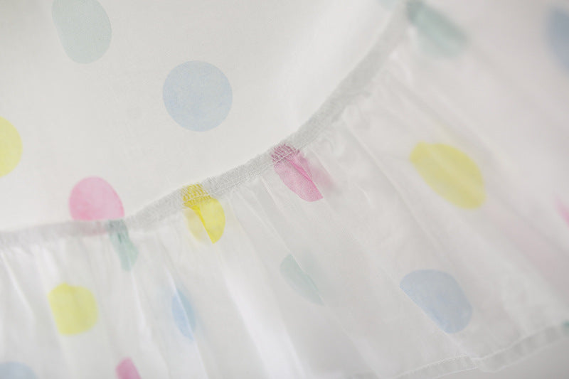 Girls Polka Dots Printed Gathered or Pleated Cotton A-Line Dress