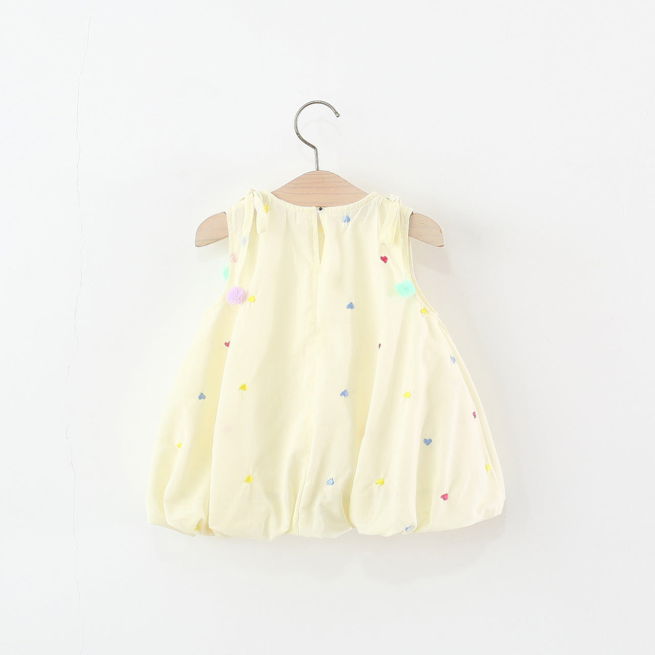 Girls Solid Round Neck Gathered or Pleated A-Line Dress