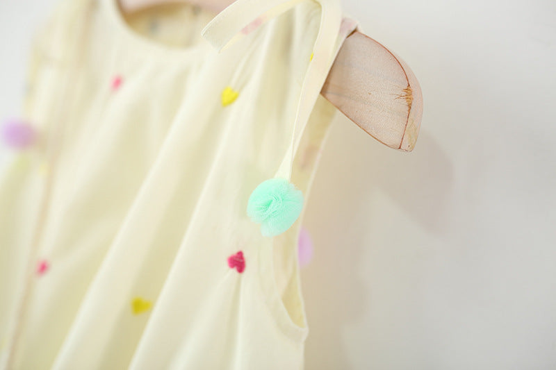 Girls Solid Round Neck Gathered or Pleated A-Line Dress