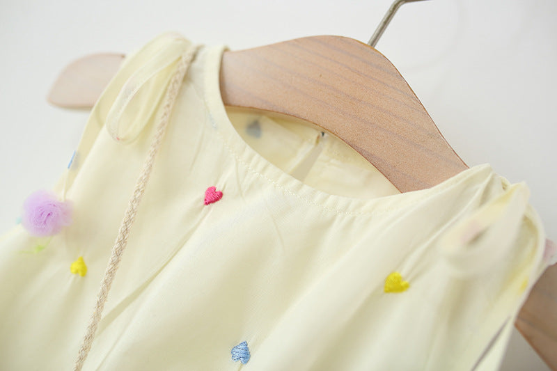 Girls Solid Round Neck Gathered or Pleated A-Line Dress