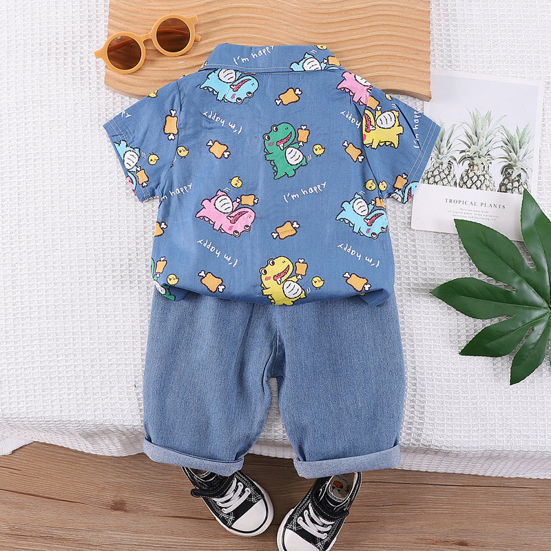 Boys Printed Shirt with Shorts
