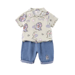 Boys Printed Shirt with Shorts