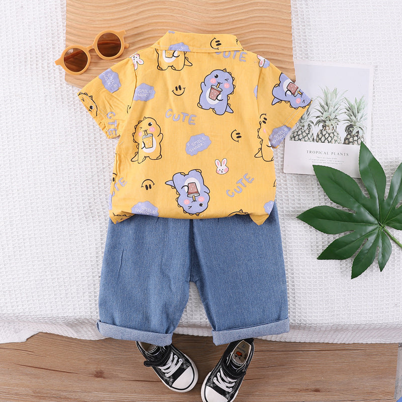 Boys Printed Shirt With Shorts