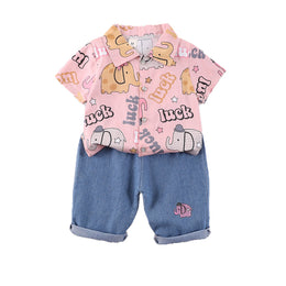 Boys Printed Shirt with Shorts