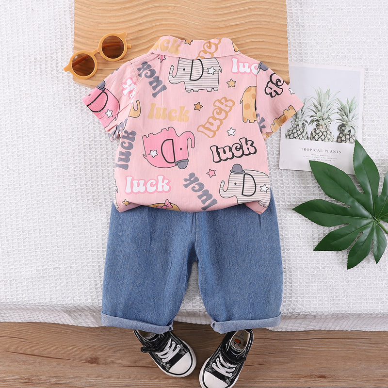 Boys Printed Shirt with Shorts