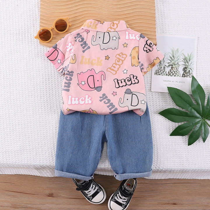 Boys Printed Shirt with Shorts