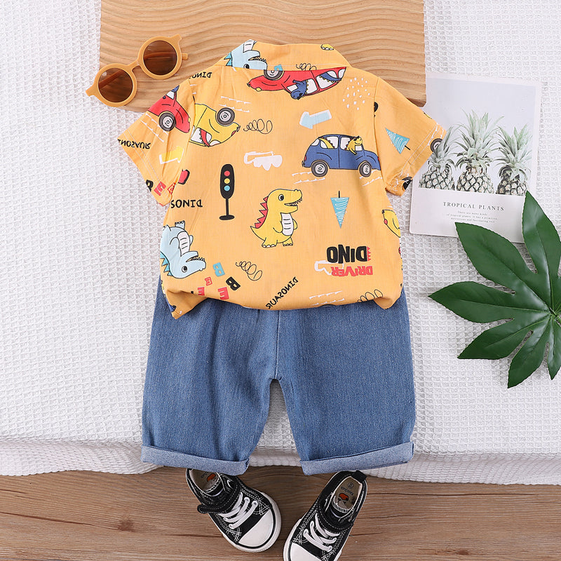 Boys Printed Shirt With Shorts