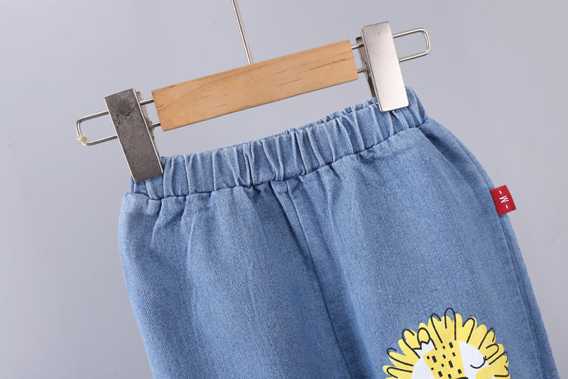 Boys Blue & Yellow Printed T-shirt with Trousers
