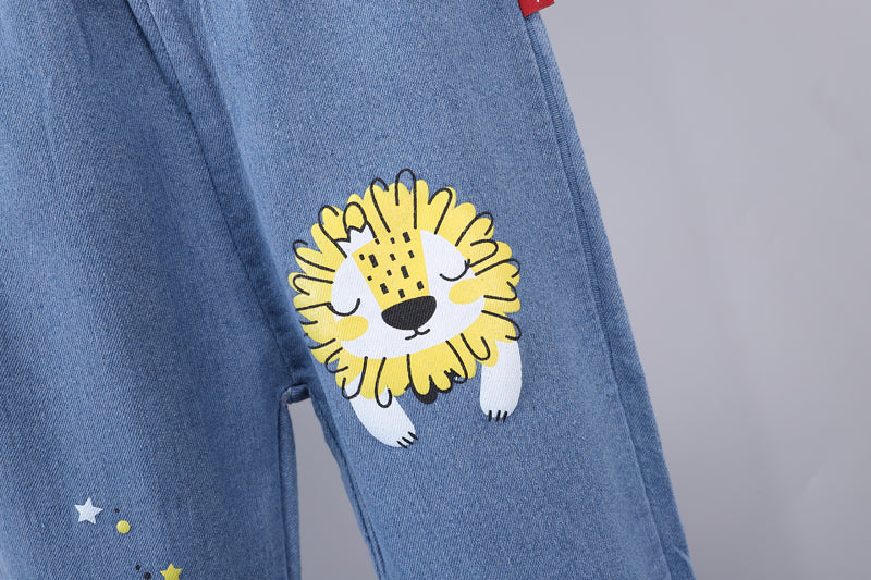 Boys Blue & Yellow Printed T-shirt with Trousers