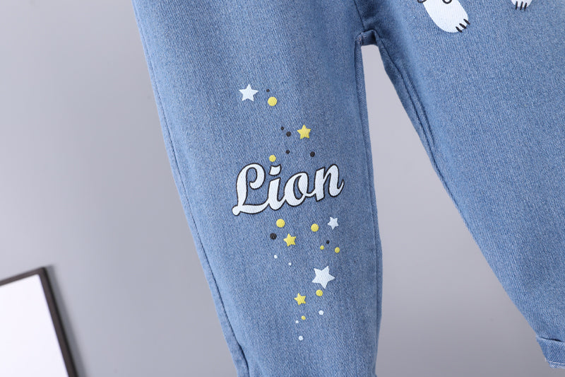Boys Blue & Yellow Printed T-shirt with Trousers