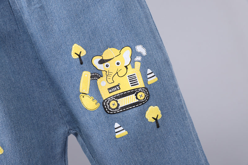 Boys Round Neck Short Sleeves Printed T-shirt with Trouser