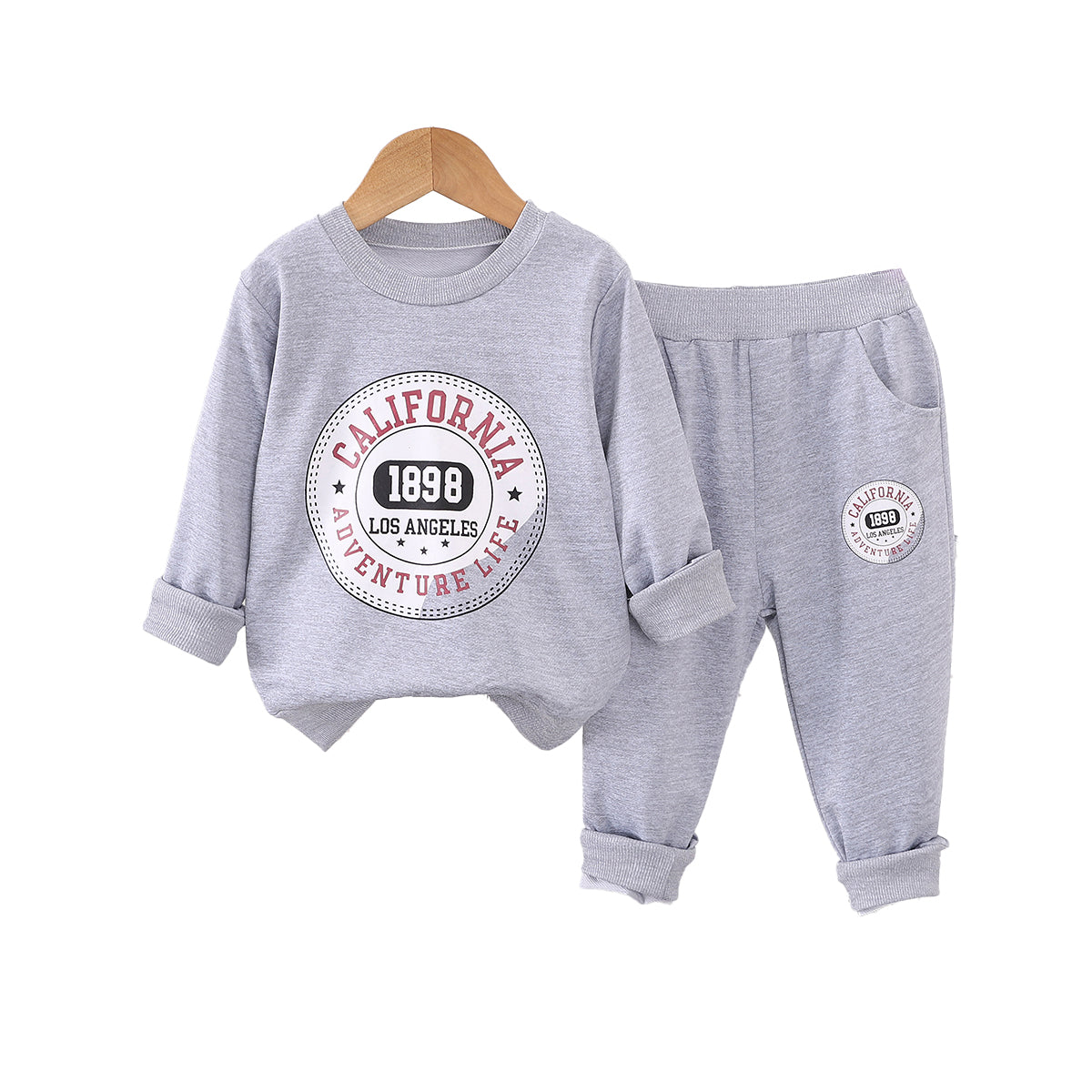 Boys Printed Round Neck Sweatshirt With Jogger