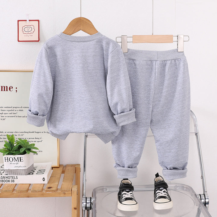 Boys Printed Round Neck Sweatshirt With Jogger