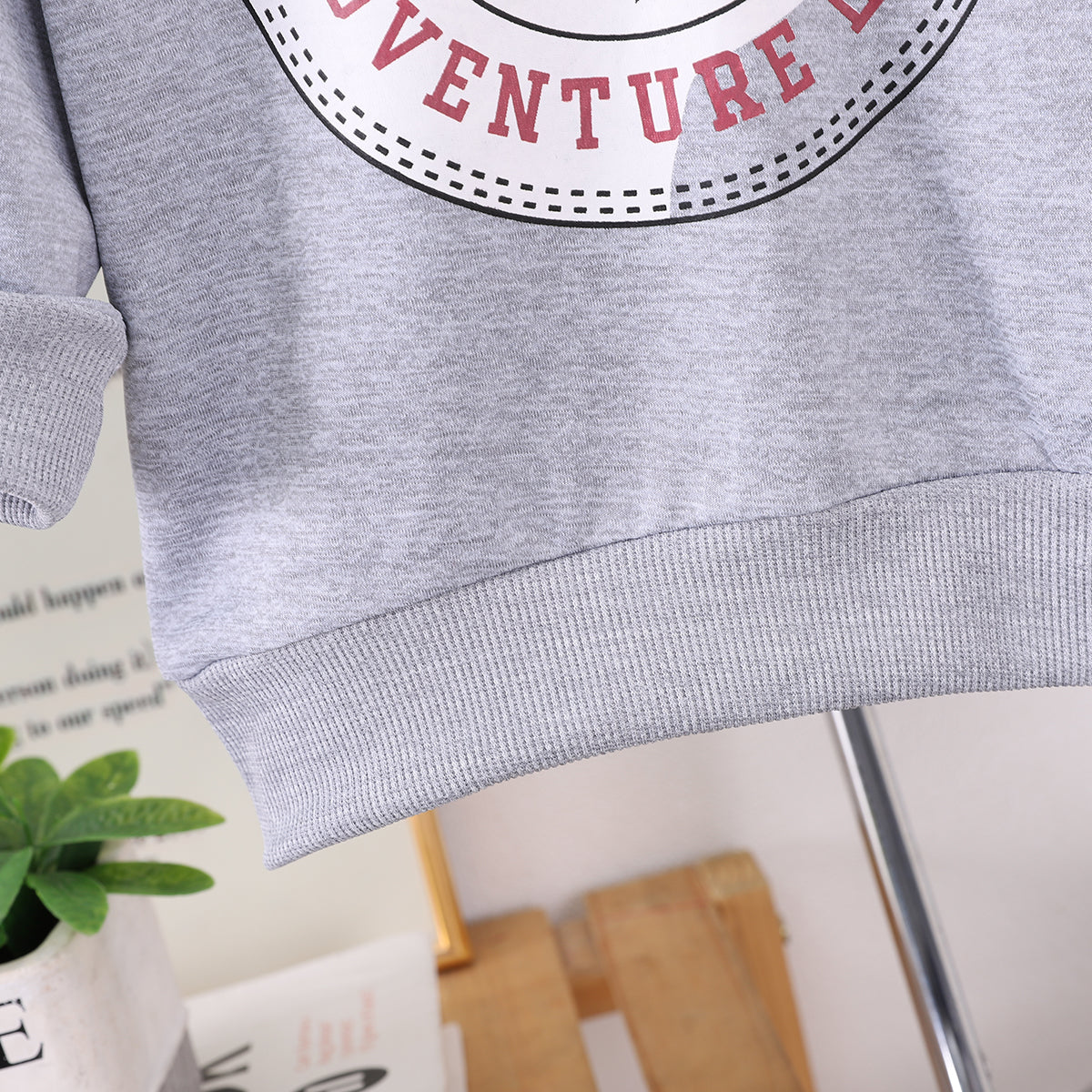 Boys Printed Round Neck Sweatshirt With Jogger