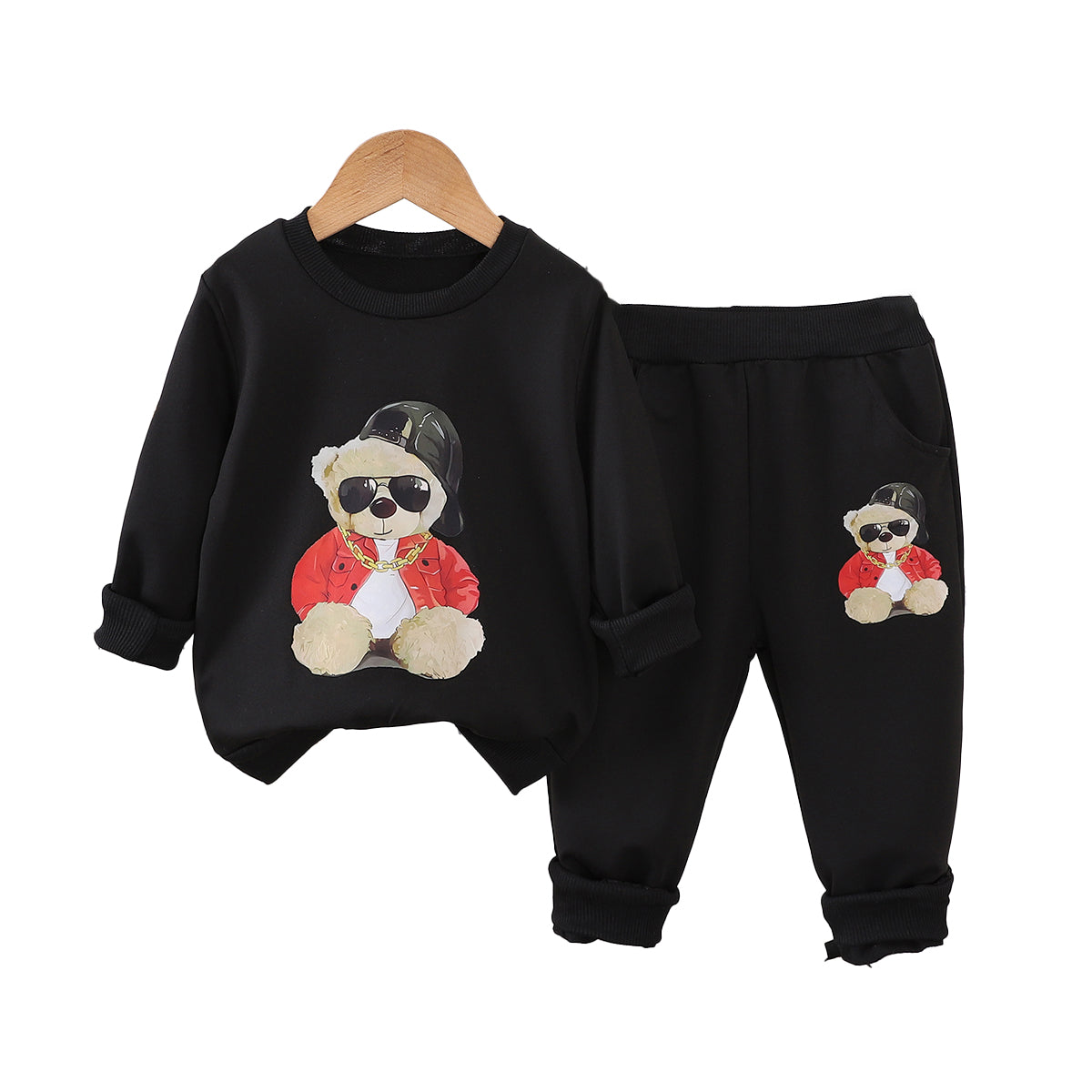 Boys Printed Round Neck Sweatshirt With Jogger
