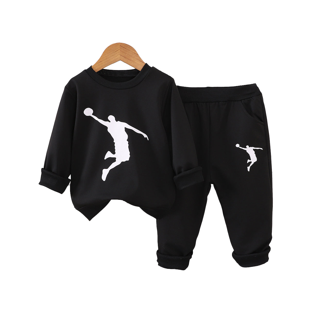Boys Printed Round Neck Sweatshirt With Jogger
