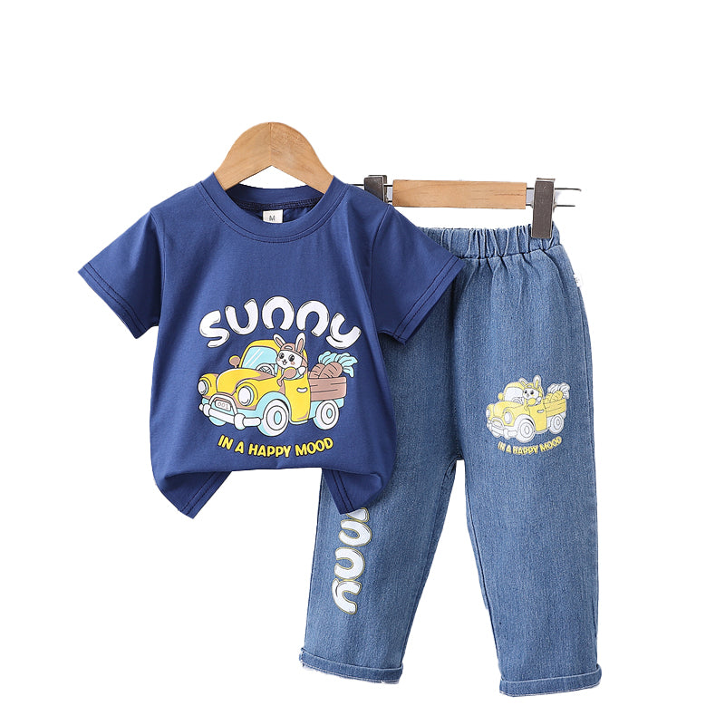 Boys Graphic Printed T-shirt with Trousers