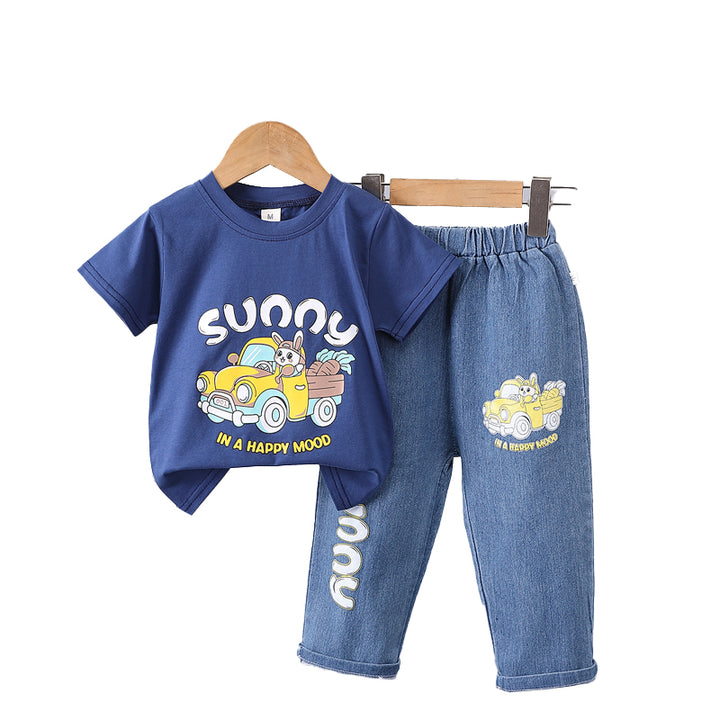 Boys Graphic Printed T-shirt with Trousers
